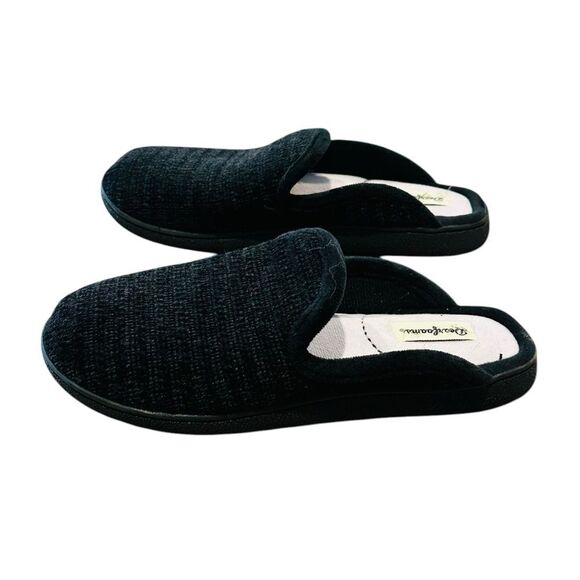10/$25🦋 Dearfoams Black Open Back Slippers - Size Medium (7-8) - Picture 3 of 12
